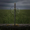 Battle Ready Damascus Steel Medieval Sword with Leather Sheath USA -Brass Sword-