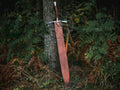 Damascus Viking Sword Hand Forged Full Tang with Leather Sheath-Damascus Sword-