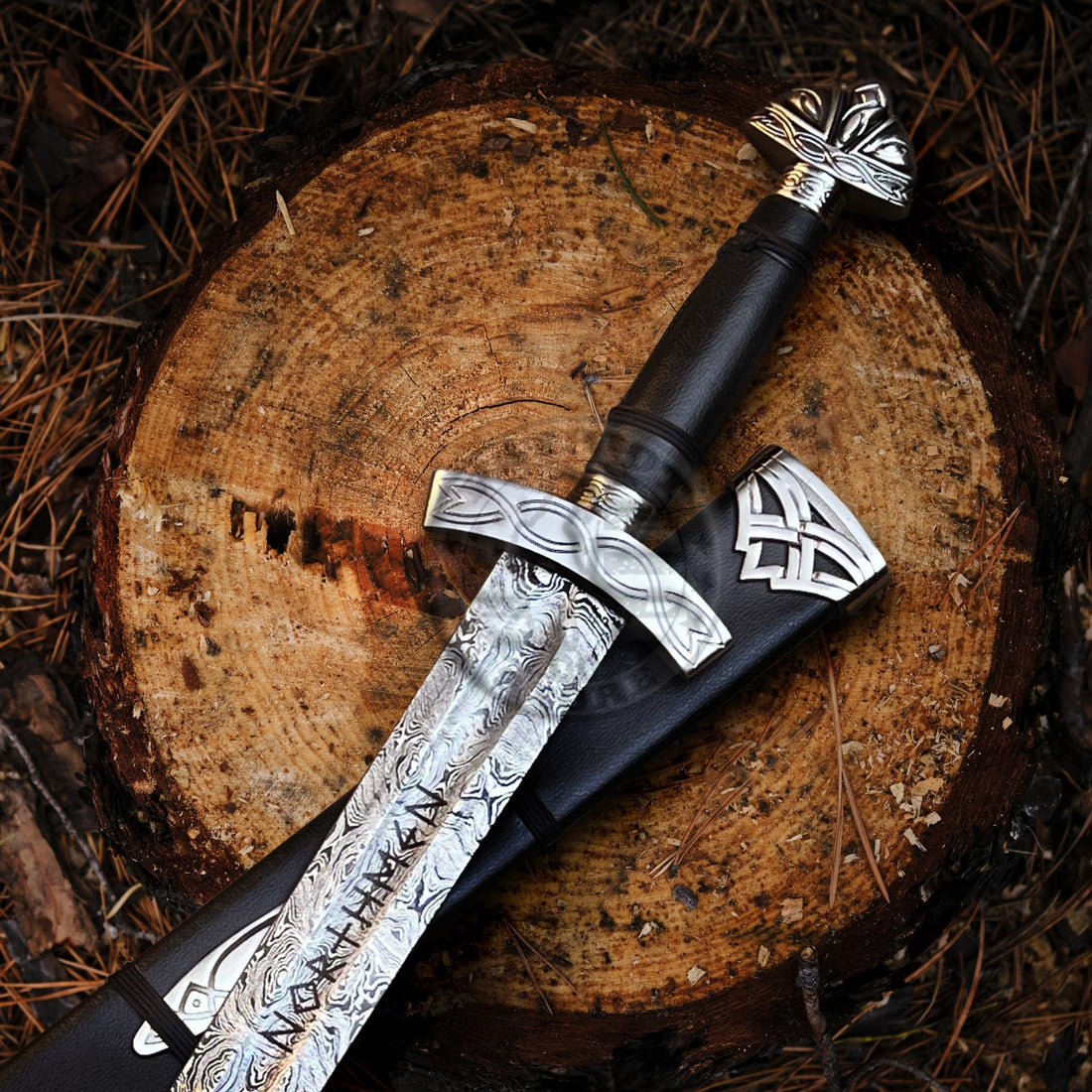 Medieval N0rse Viking Sword Battle Ready Handmade Damascus Steel Double Edge