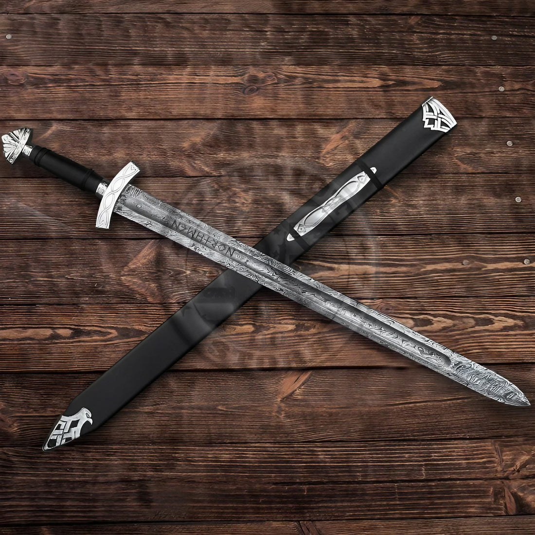 Medieval N0rse Viking Sword Battle Ready Handmade Damascus Steel Double Edge