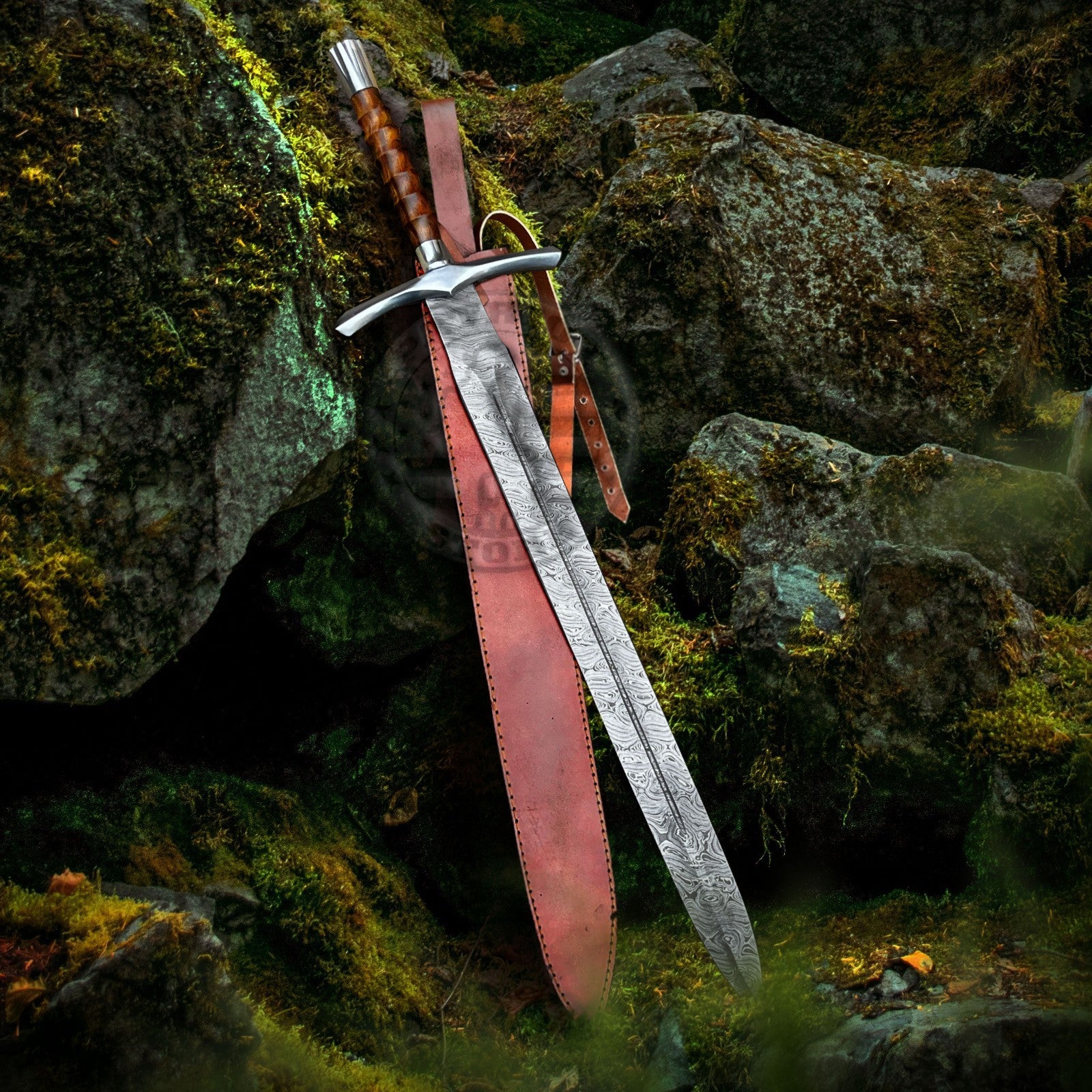 Hand-Forged Full Tang Viking Sword with Sheath Battle Ready-Damasucs Sword-