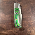 12C27 Stainless Steel Folding Pocket Knife — Green & Black Pakkawood Handle + Le