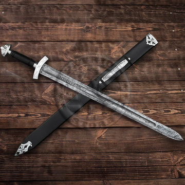 Damascus Steel Viking Sword Handmade Battle Ready Full Tang N0rse Sword Sheath