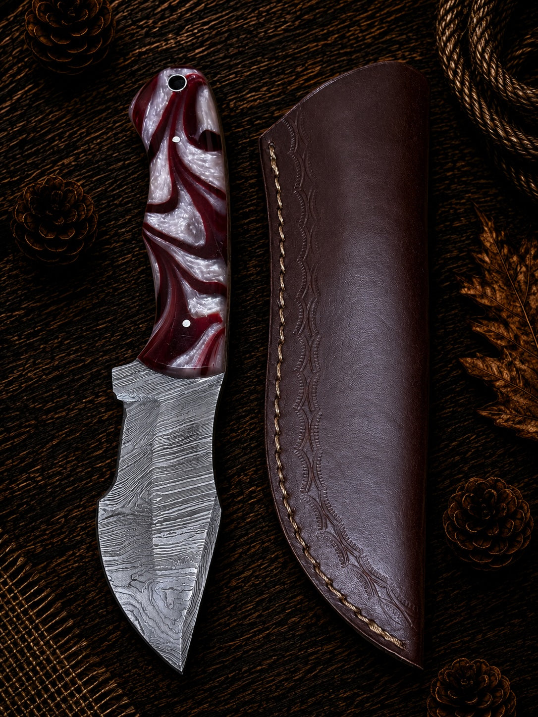 Damascus fixed blade hunting knife ALI126
