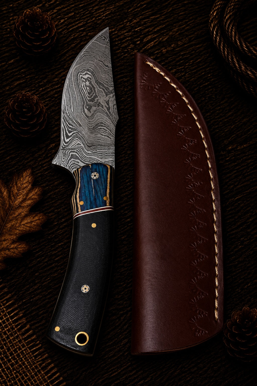 Damascus fixed blade hunting knife ALI133