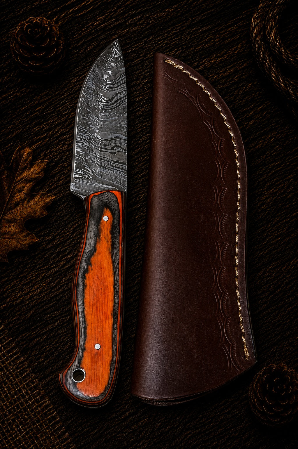 Damascus fixed blade hunting knife ALI134