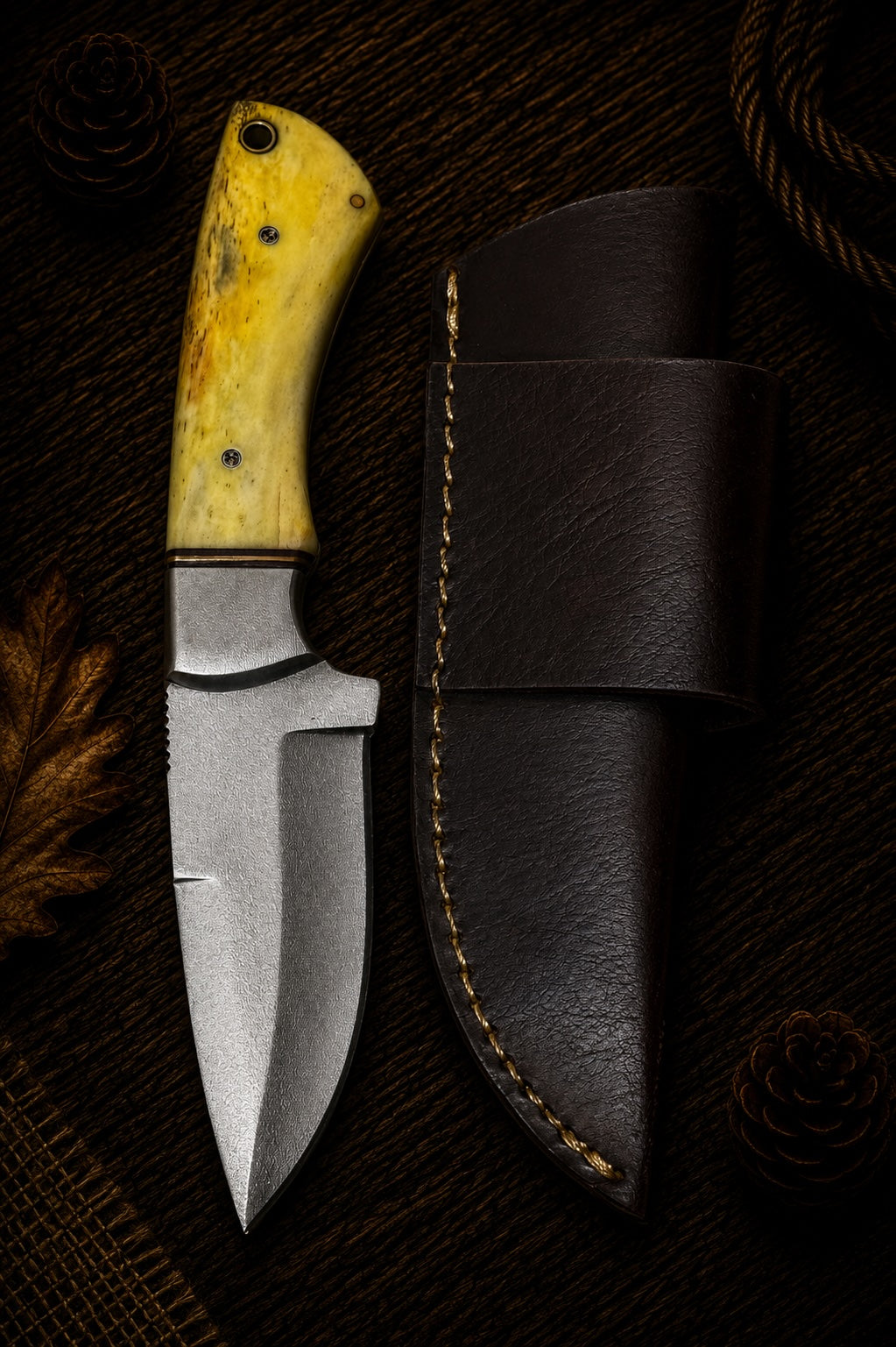 Damascus fixed blade hunting knife ALI136