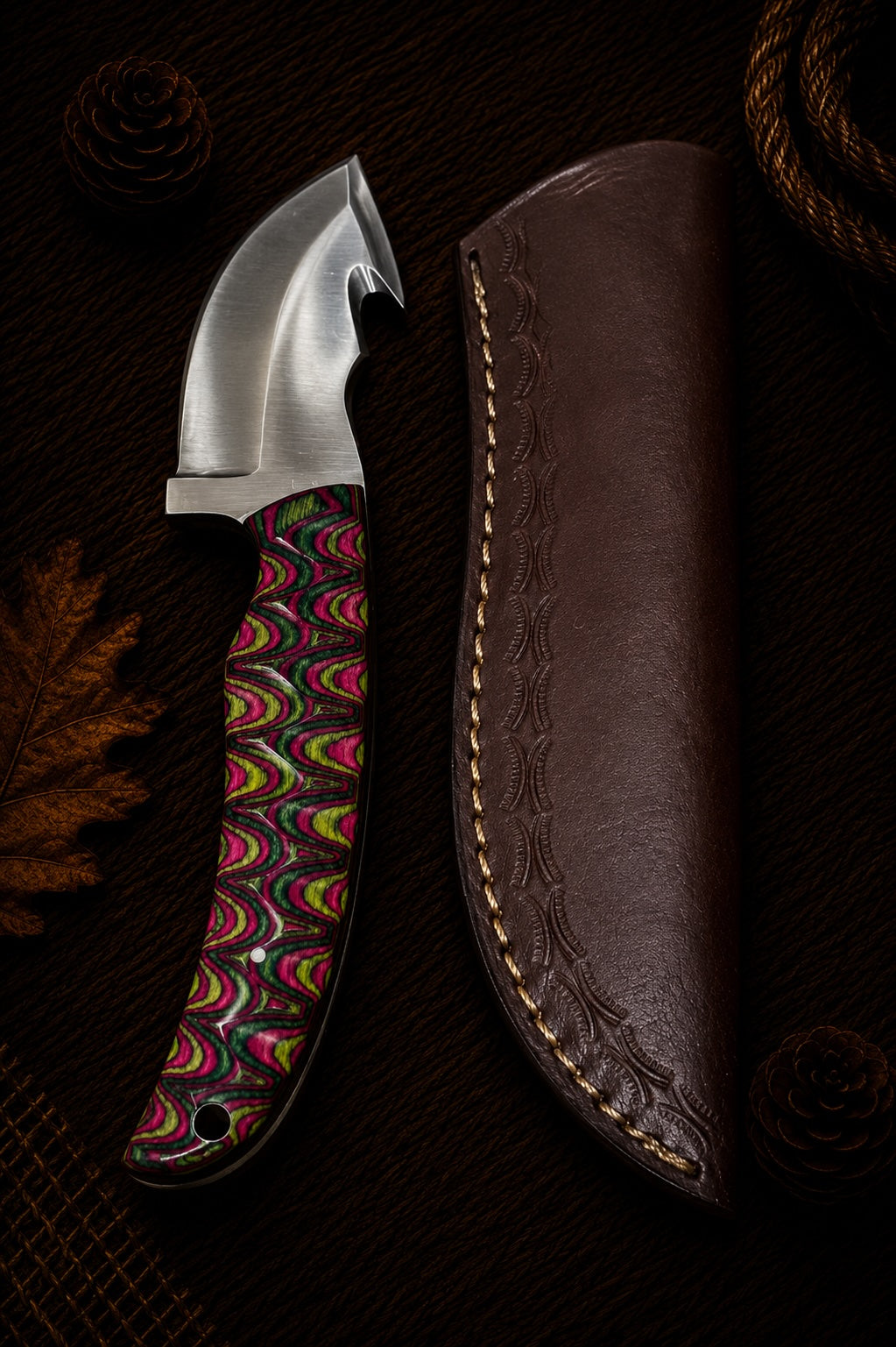 Damascus fixed blade hunting knife ALI144