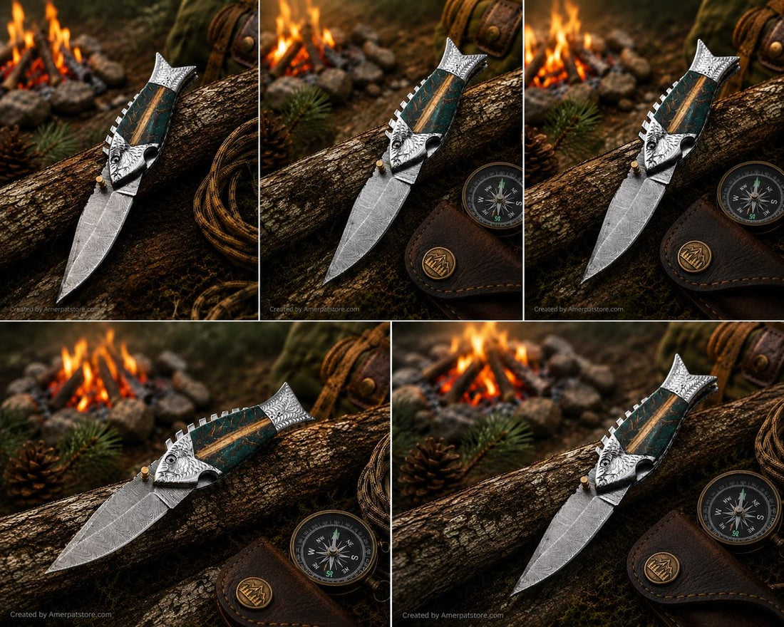 Handcrafted Damascus Steel Folding Knife